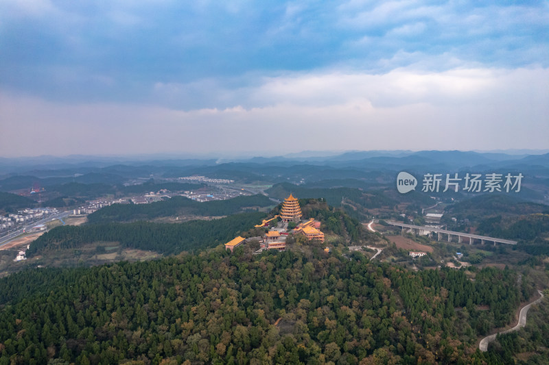 四川遂宁观音故里灵泉寺航拍图