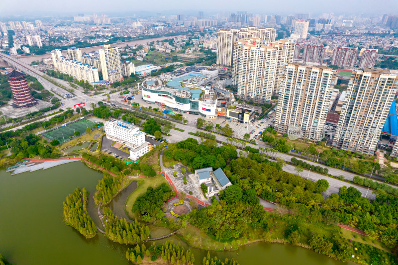 广西钦州城市风光航拍图