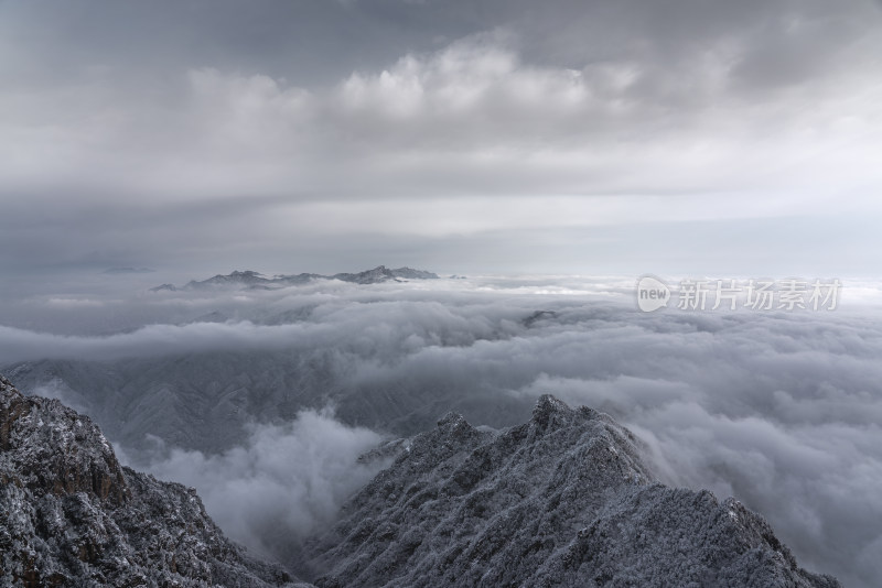 山川大雪云海大气航拍