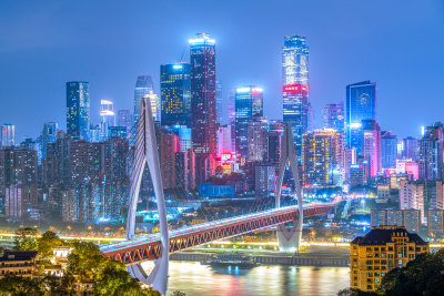 重庆东水门大桥城市夜景