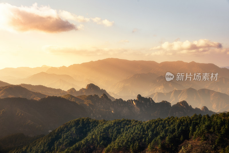 航拍杭州大明山景区山脉唯美日出日落