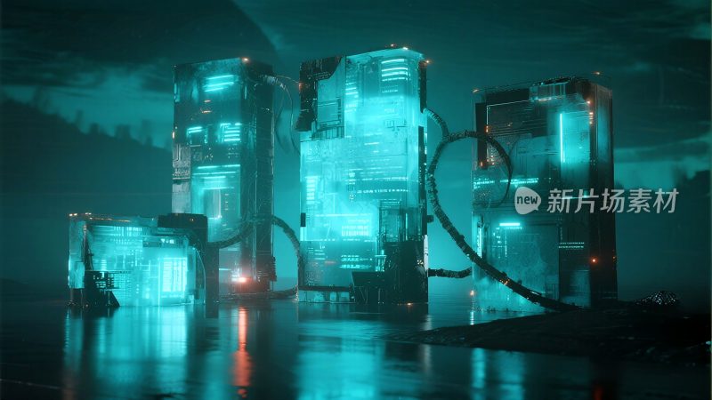 未来科技感计算机设施场景