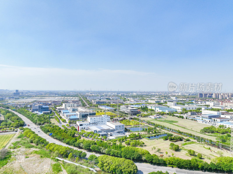 航拍昆山城市风光建筑大景