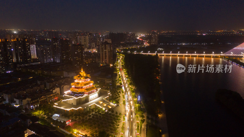 咸阳城市夜景航拍