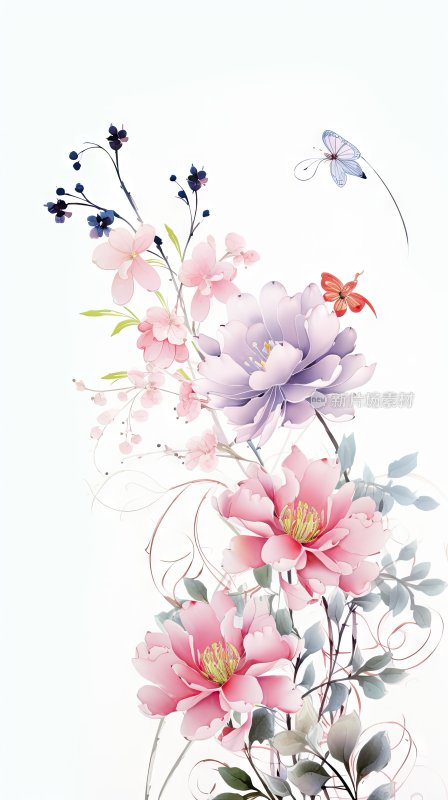 简约中国风菊花插画背景