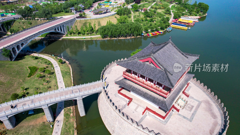 航拍河南洛阳洛阳八小景瀍壑朱樱景区