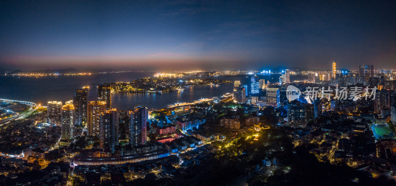 福建厦门城市夜景航拍