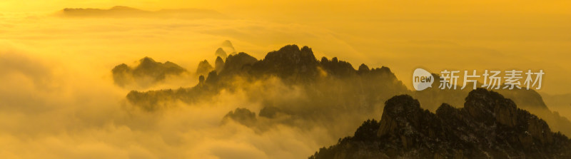 洛阳老君山雪后日出大气云海航拍自然风景