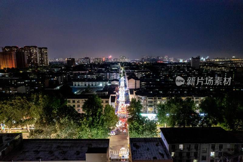 烟台夜景交通航拍图