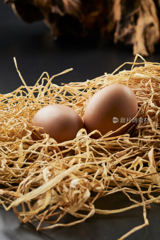 蓼草草团上的两枚营养柴鸡蛋