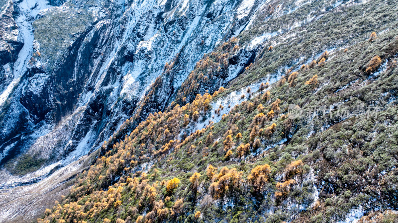 四川阿坝理小路的山区秋日风景