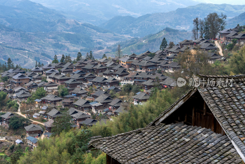 贵州岜沙苗寨民居建筑航拍