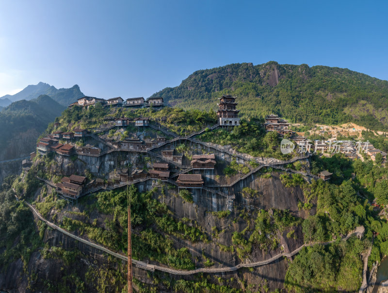 江西上饶网红景点望仙谷日出蓝调灯光航拍