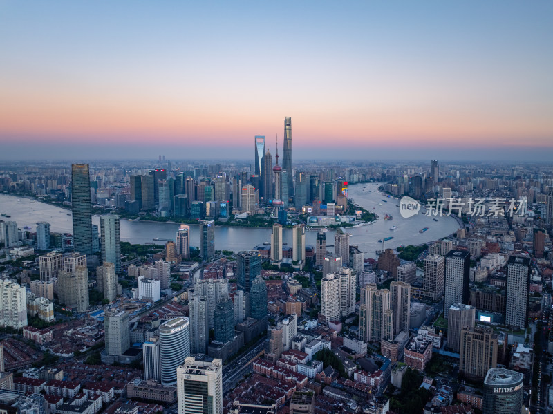 航拍上海现代都市摩天大楼陆家嘴外滩夜景