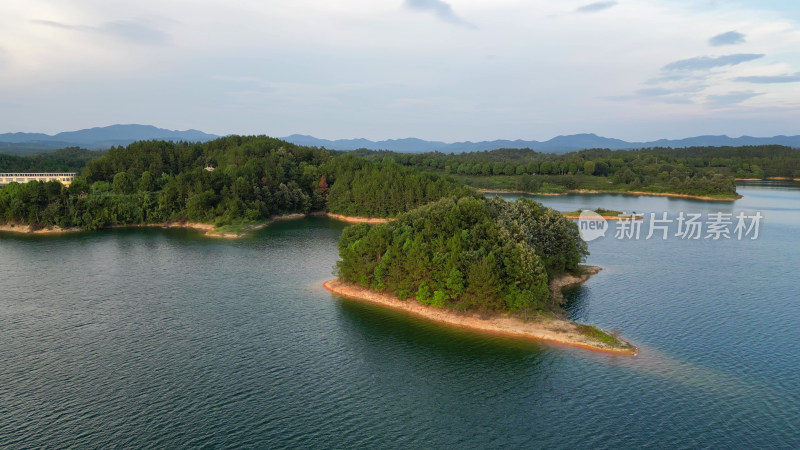 航拍湖北随州琵琶湖风景区