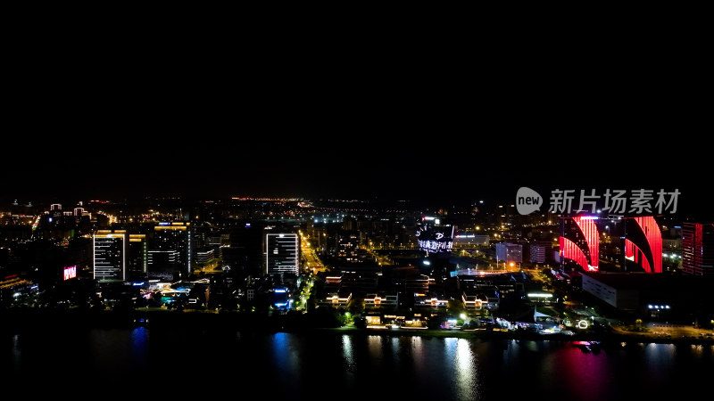 福州东湖数字小镇夜景航拍城市夜晚风光照片