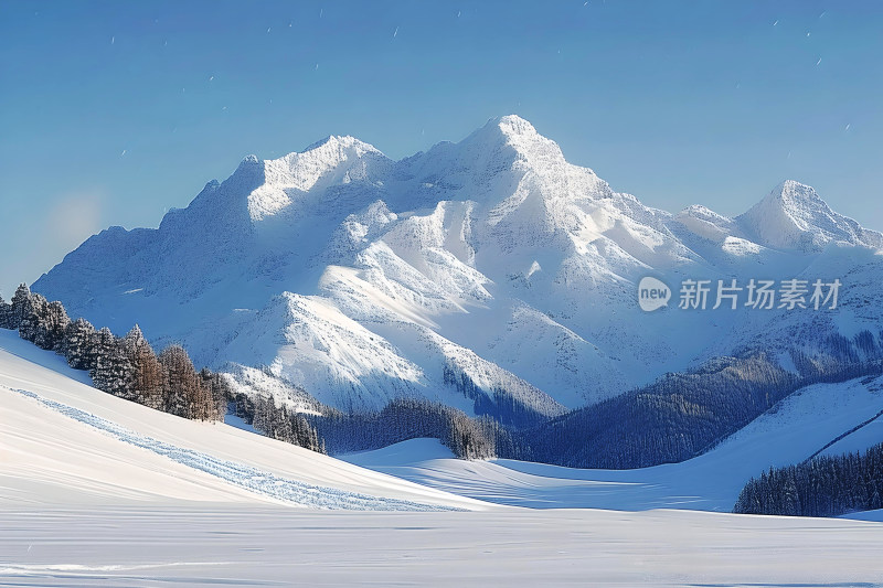 雪山风景冬天天空户外