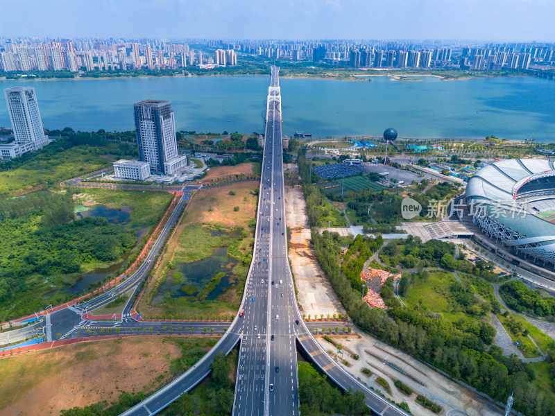 南昌城市建设交通航拍图