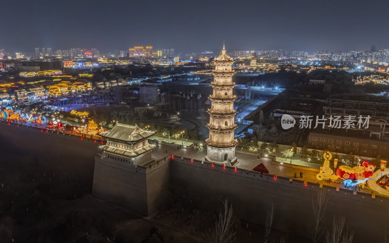 山西省大同市大同古城夜景航拍