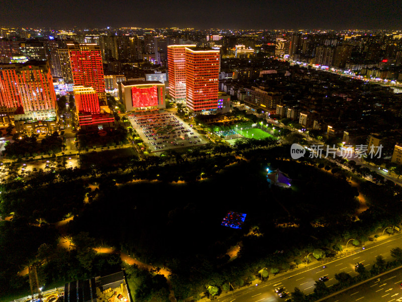 汕头璀璨夜景灯光航拍图