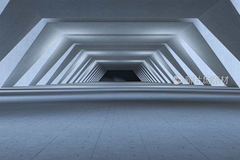 混凝土方形走廊隧道 三维渲染
