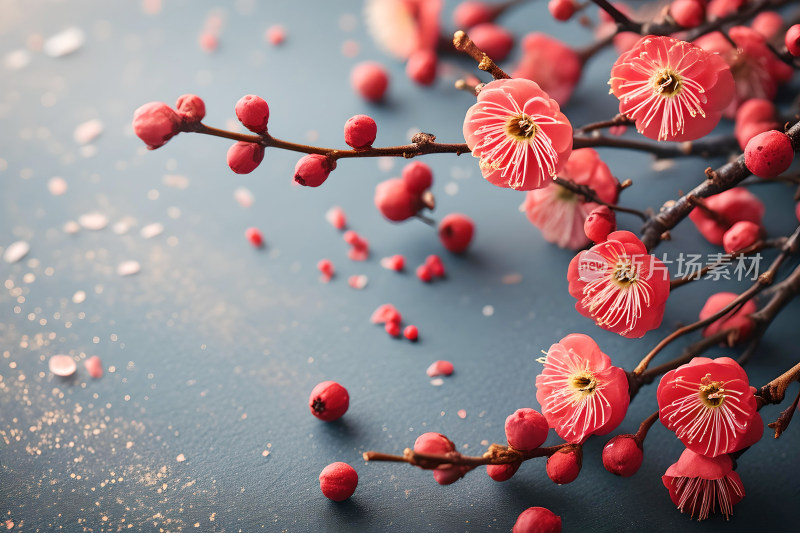 新年背景喜庆腊梅花朵