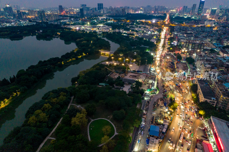 广州城市夜景航拍摄影图