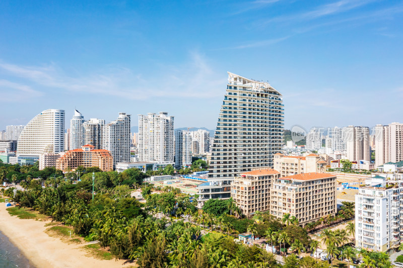 海南省三亚市天涯区三亚湾沿海城市风光航拍