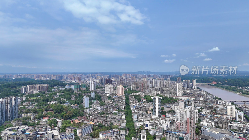 航拍四川乐山城市建设乐山大景