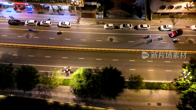 广东肇庆滨江大道夜景航拍图