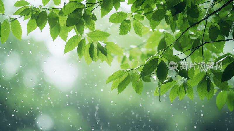 阳光树叶雨水植物呼吸清新自然