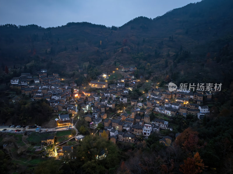 安徽黄山歙县皖南阳产土楼世界遗产夜景航拍