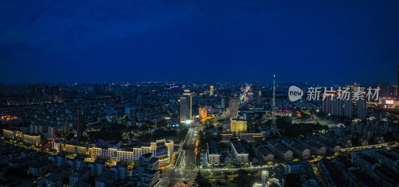 航拍昆山城市建筑风光夜景大景