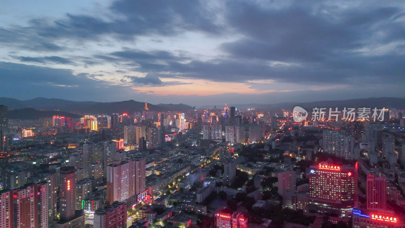 青海西宁夜景西宁建设航拍