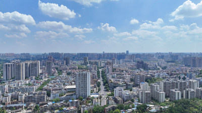 航拍四川自贡大景自贡城市建设