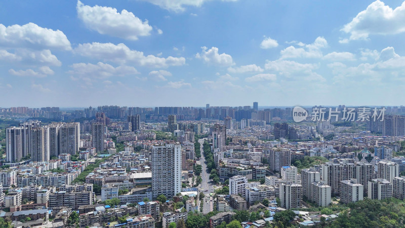 航拍四川自贡大景自贡城市建设