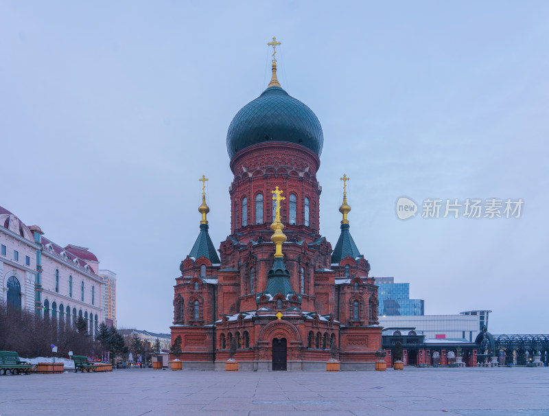 冬季的黑龙江哈尔滨圣索菲亚教堂