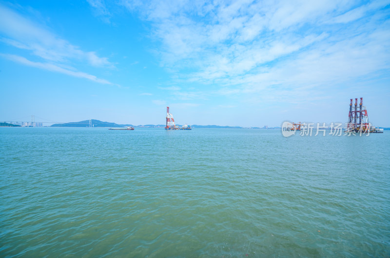 广州南沙蒲洲渔港海湾码头海景风光