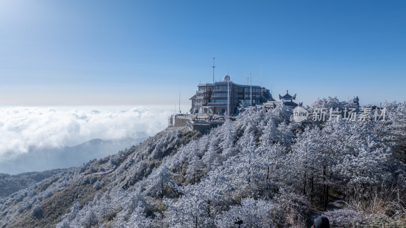 唯美高山日出云海冬季雾凇森林美景大好河山