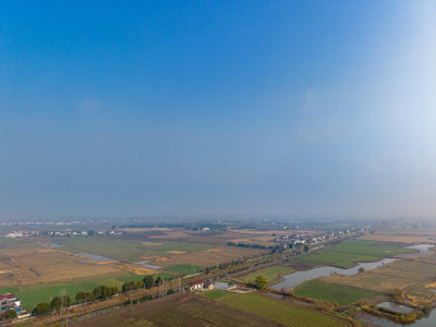 乡村田园风光俯瞰景象