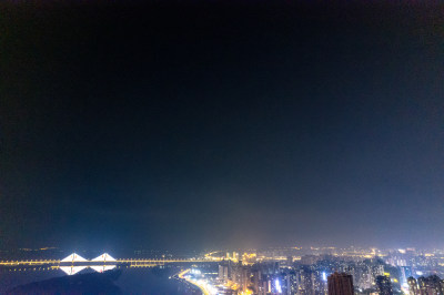 航拍湖北襄阳夜景灯光