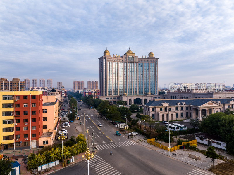 中国东北辽宁阜新市区城市风景航拍