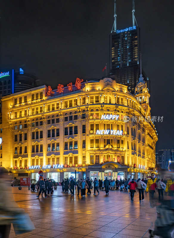 上海永安百货新年夜景灯火辉煌