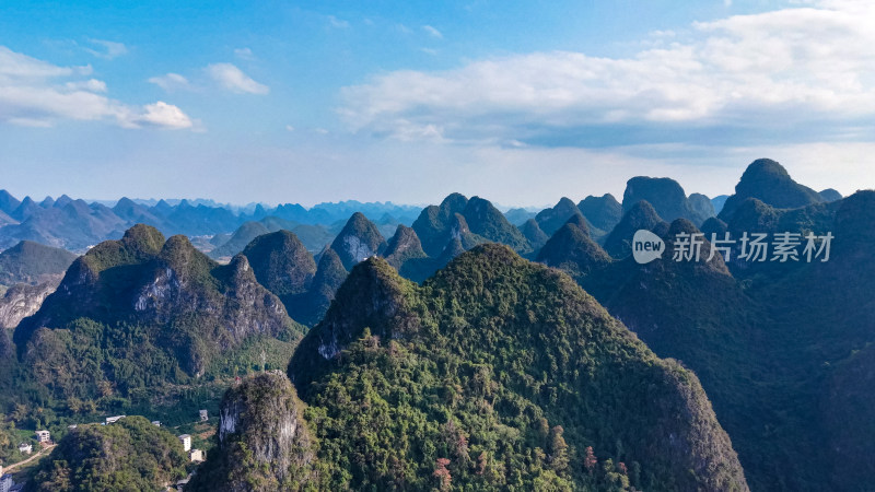 密集山峰桂林山川航拍图