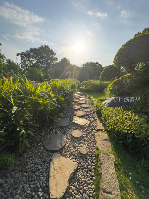 阳光洒满石板路