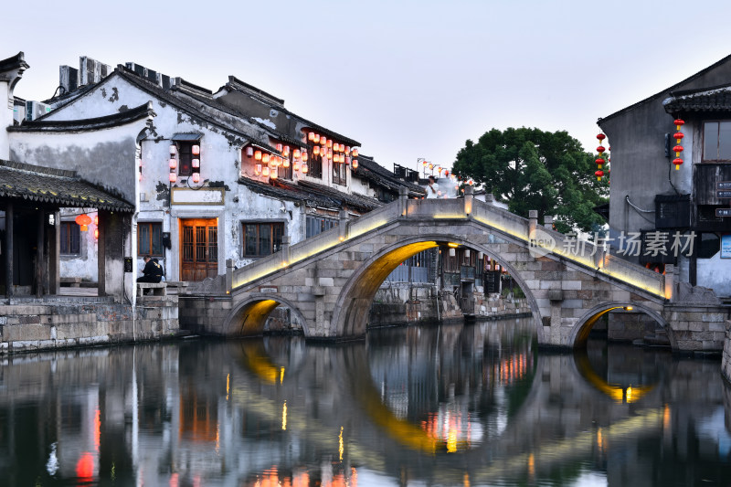 西塘古镇景区夜景，江南水乡