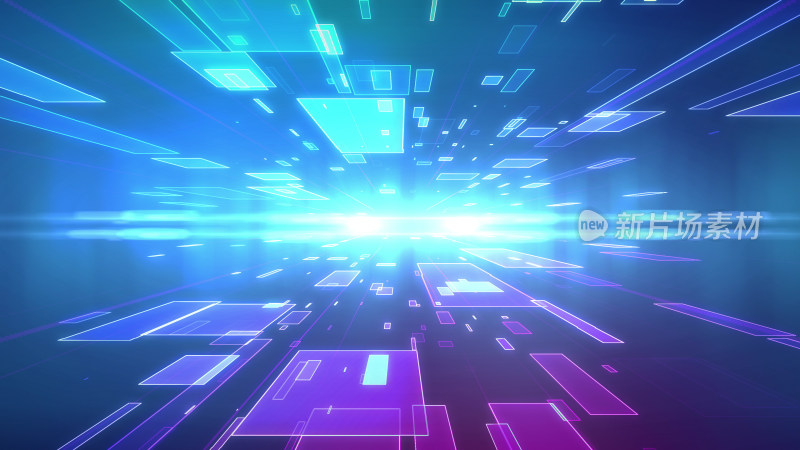 科技感蓝色方块光影背景