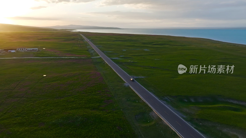 青海湖环湖公路航拍