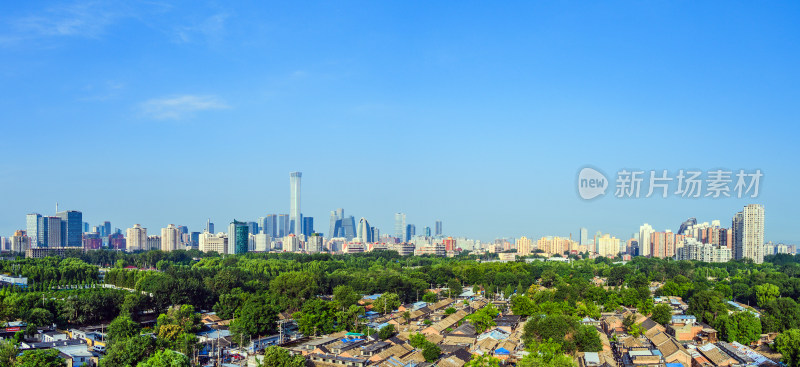 夏季北京国贸CBD城市天际线建筑群