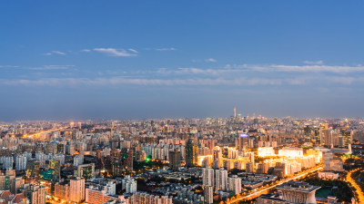 夜晚鸟瞰北京城市天际线